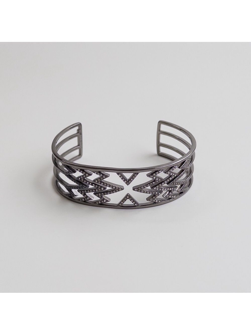 Stella & Dot Fontaine Gunmetal Pave Crystal Rhinestone Adjustable Cuff Bracelet